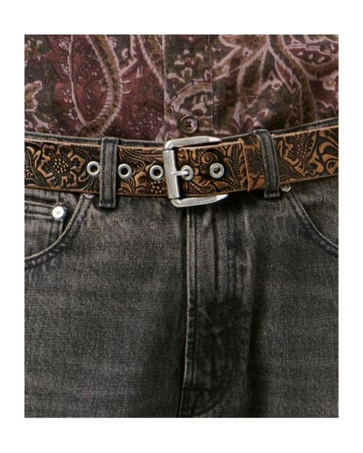 Our Legacy Brown Paisley Embossed Belt for men