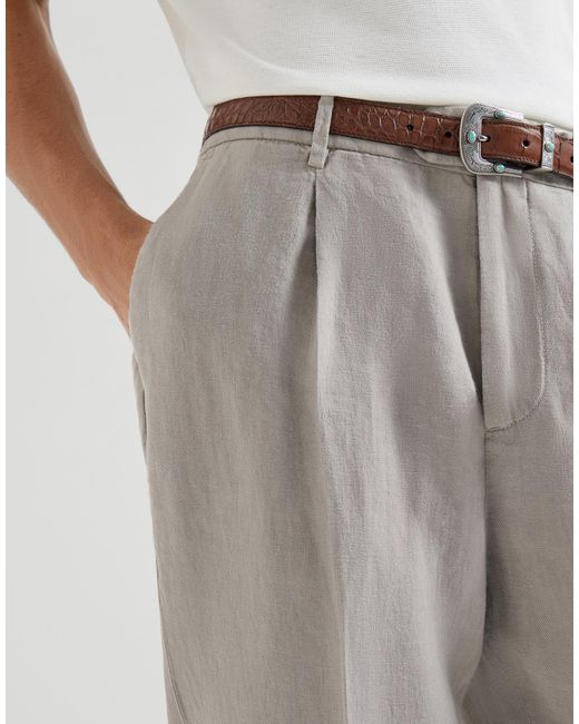 Brunello Cucinelli Gray Garment-Dyed Trousers for men