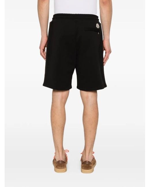 Moncler Black Logo Patch Drawstring Shorts for men