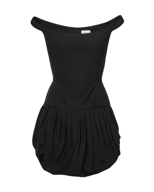 Magda Butrym Black Off-Shoulder Puff Skirt Mini Dress