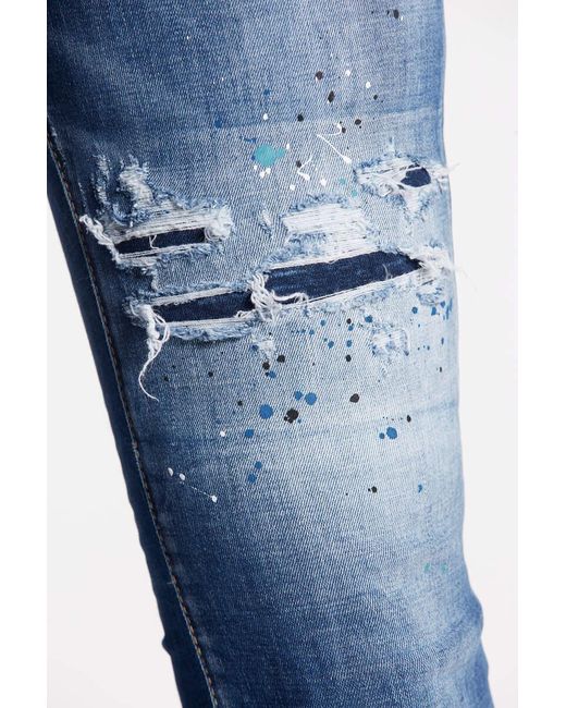 DSquared² Blue High-Waisted Distressed Flared Jeans