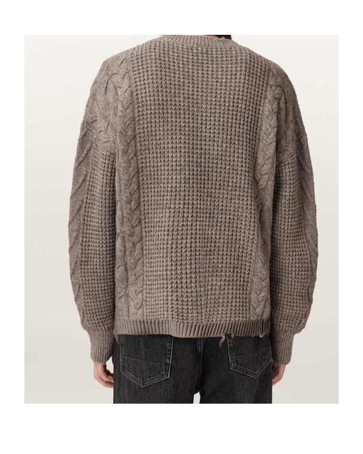 AllSaints Gray Tenter Oversized Wool Jumper for men