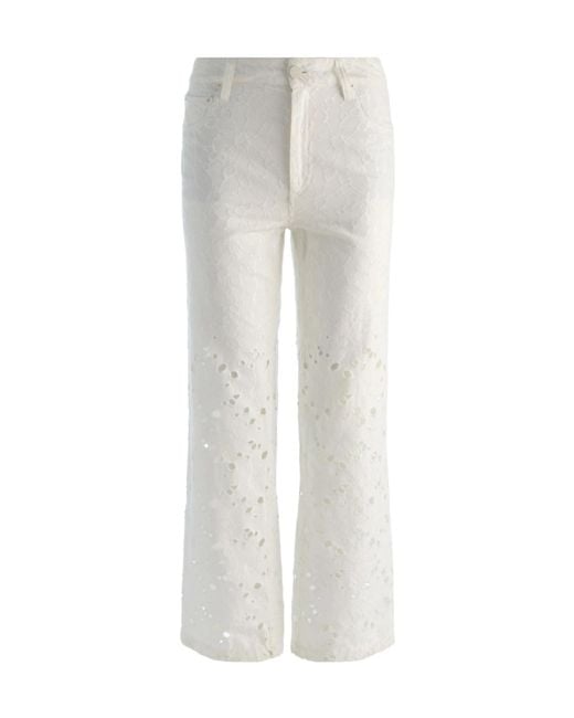 Alice + Olivia Gray Chic Laser-Cut Straight-Leg Jeans