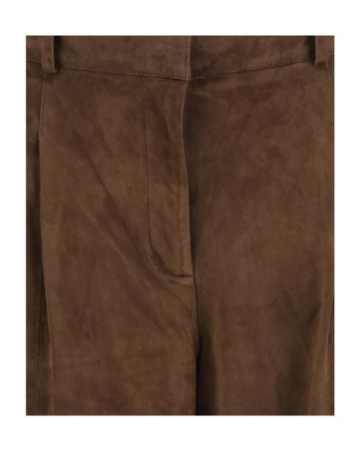 Arma Brown Wide-Leg Suede Pants