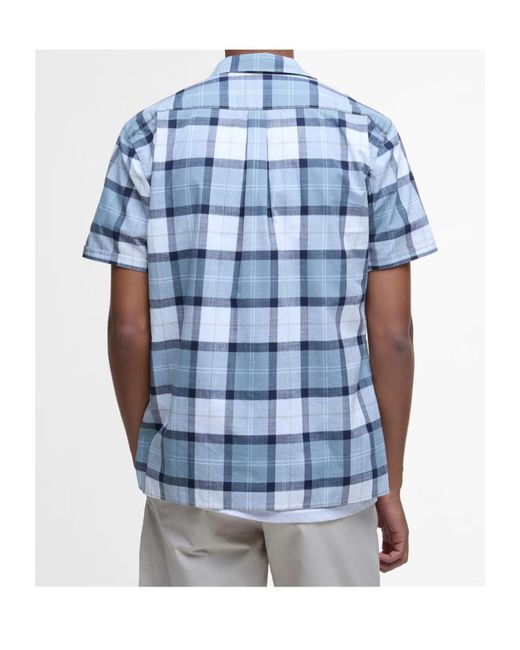 Barbour Blue Plaid Short-Sleeved Shirt for men