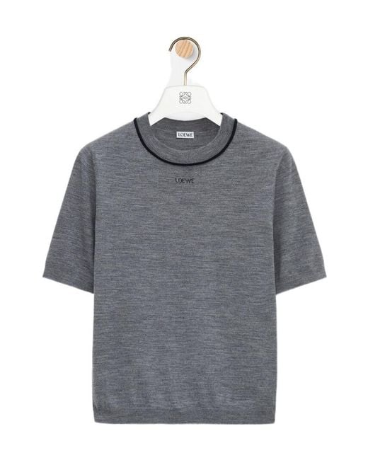 Loewe Gray Short Sleeve Crewneck Top