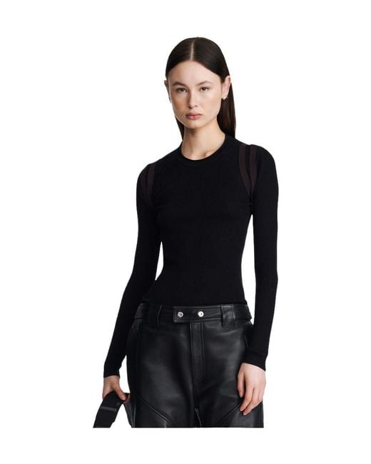 Dion Lee Black Harness-Detail Long-Sleeve T-Shirt for men