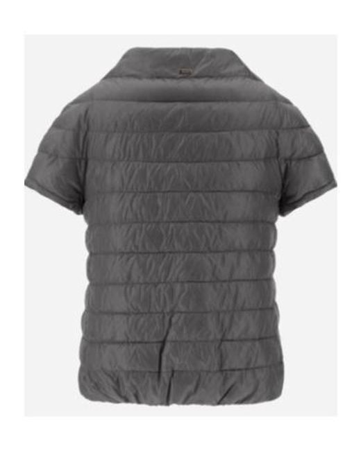 Herno Gray Quilted Short-Sleeved Down Jacket