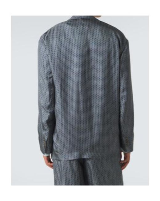 Giorgio Armani Gray Printed Double-Breasted Blazer for men