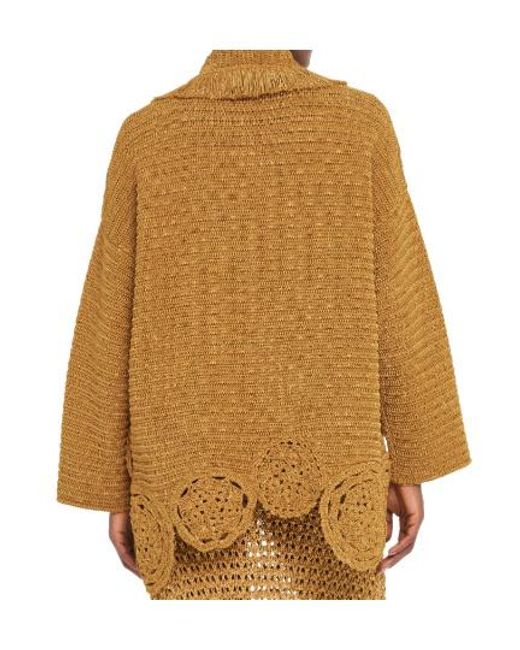 Alanui Brown Island Memories Crochet Cardigan