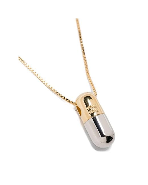 Miu Miu White Metal Necklace