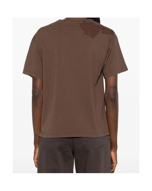 ERMANNO FIRENZE Brown Floral-Appliqué T-Shirt