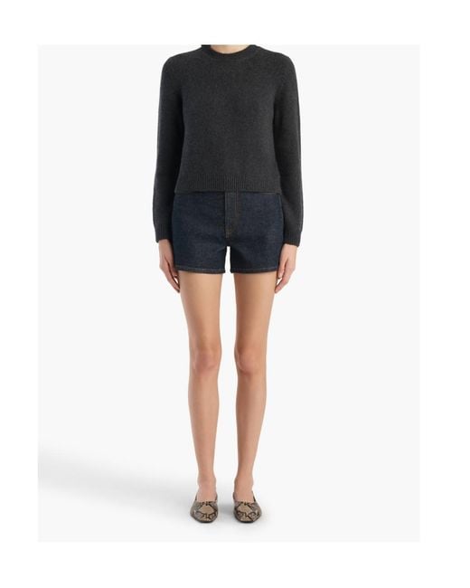 Khaite Black Cropped Ribbed Knitted Sweater