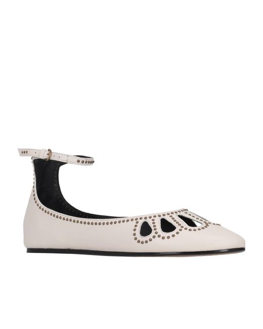 Isabel Marant White Ankle Strap Ballet Flats