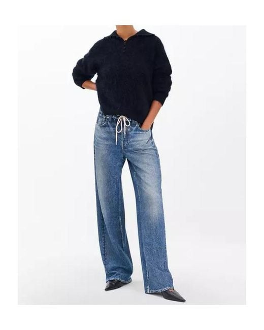 Rag & Bone Blue Rb Miramar Drawstring Wide-Leg Pant