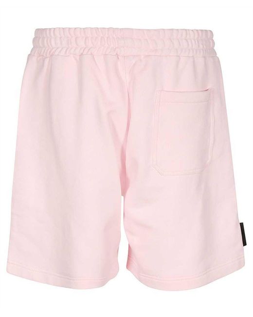 MSGM Pink Logo Embroidered Track Shorts for men