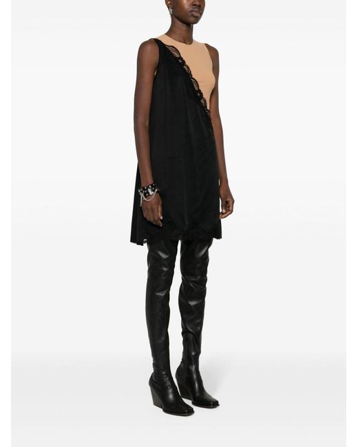 MM6 by Maison Margiela Black One Shoulder Lace Trim Dress