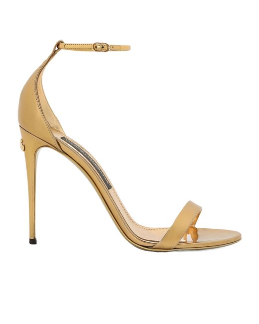 Dolce & Gabbana Metallic Round Toe High Heel Sandals