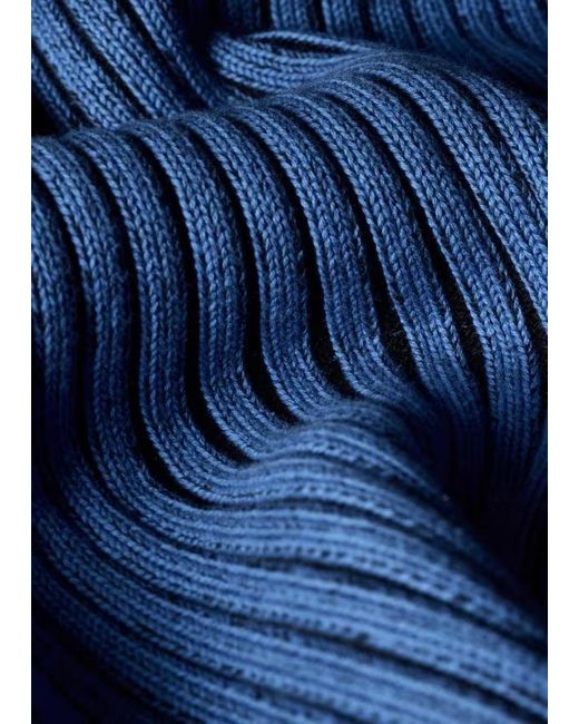 Paul Smith Blue Ribbed-Knit Logo-Patch Sweater for men