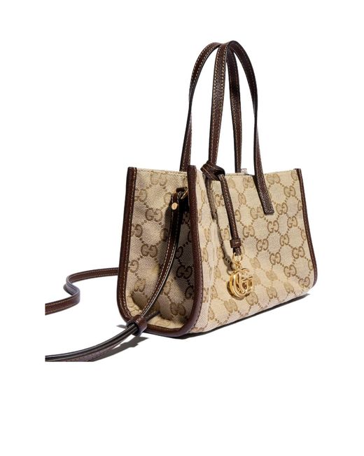 Gucci Natural Small Tote Bag With Double G Charm