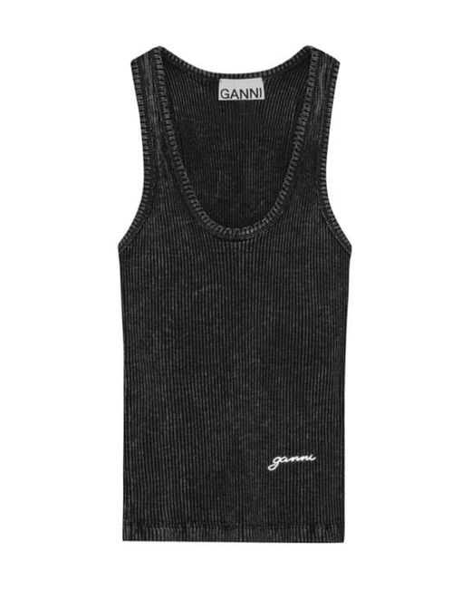 Ganni Black Washed Tank Top