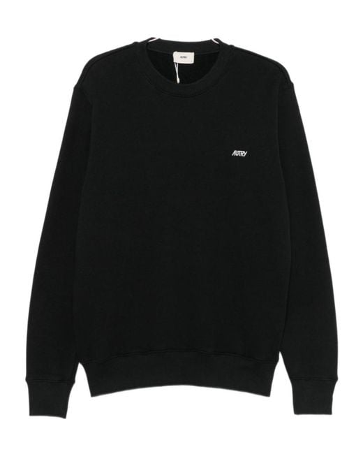 Autry Black Logo-Embroidered Cotton Sweater for men