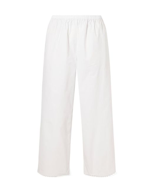 Rohe White Embroidered Cotton Poplin Wide-Leg Pants
