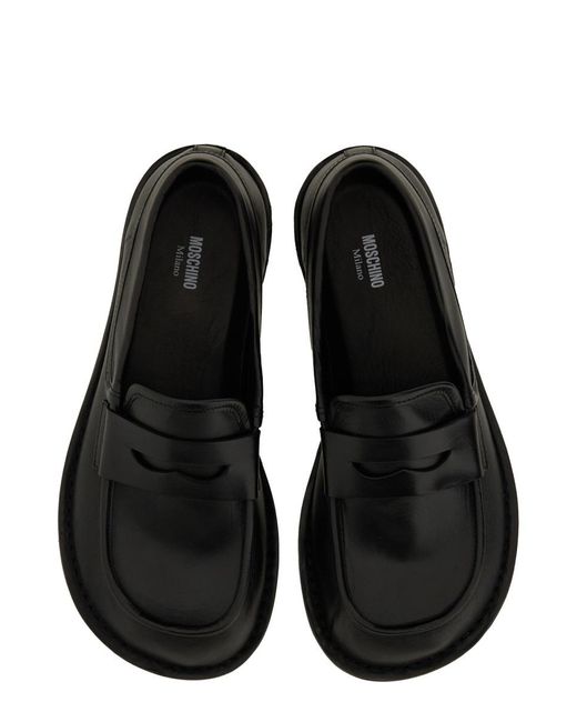 Moschino Black Round-Toe Slip-On Loafers for men
