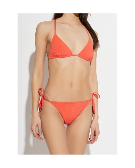 Balmain Red Side Tied Two Piece Swimsuit