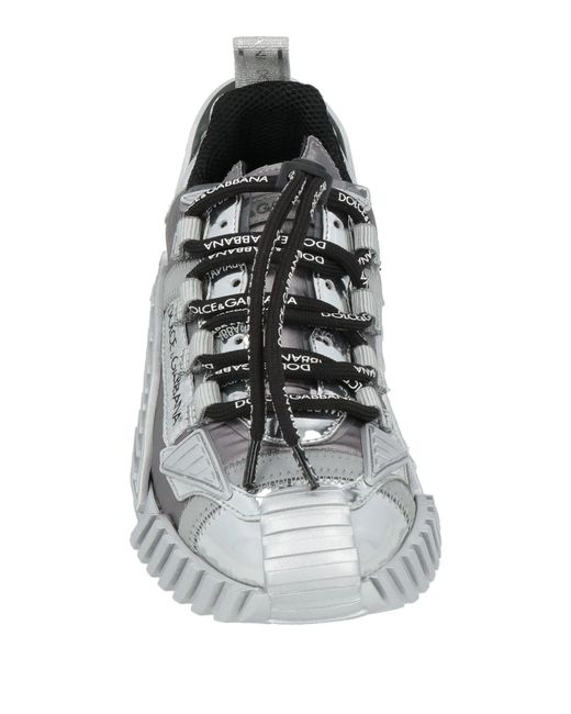 Dolce & Gabbana Gray Metal Leather Low-Top Casual Shoes