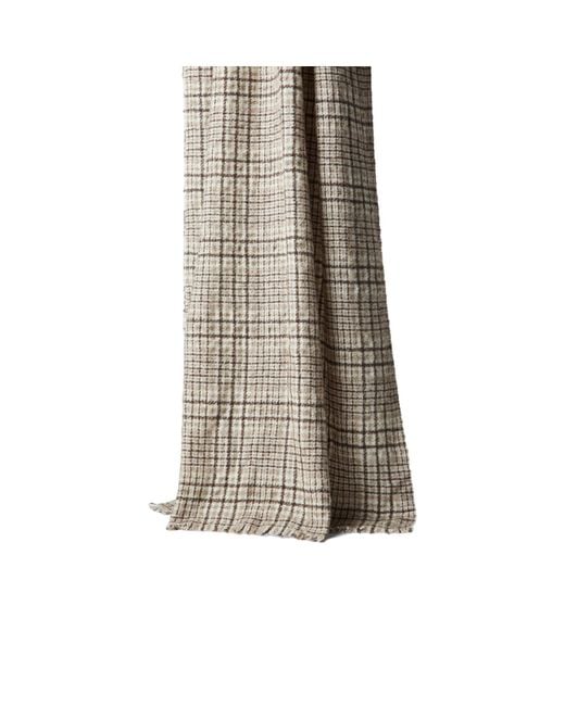 Brunello Cucinelli Natural Check-Pattern Frayed Scarf