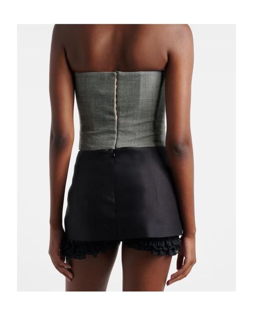 Magda Butrym Gray Herringbone Wool-Blend Bustier Top