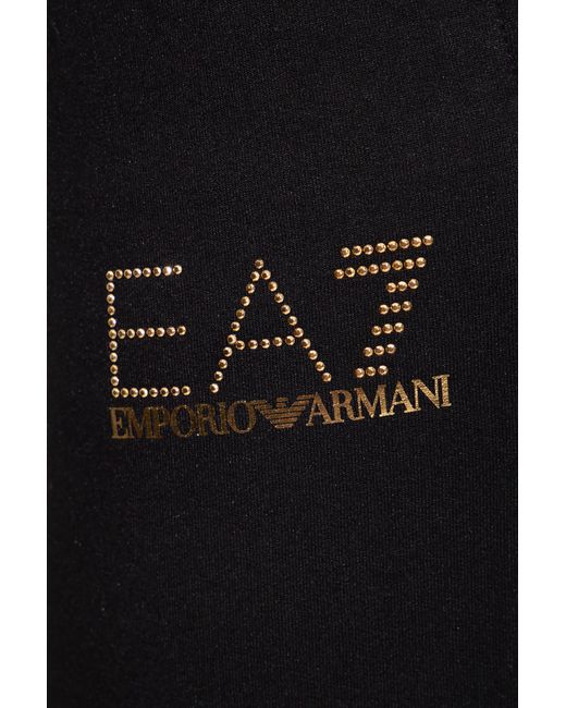 EA7 Blue Logo Printed Drawstring Pants