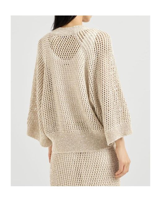 Brunello Cucinelli Natural Dazzling Texture Net Cardigan