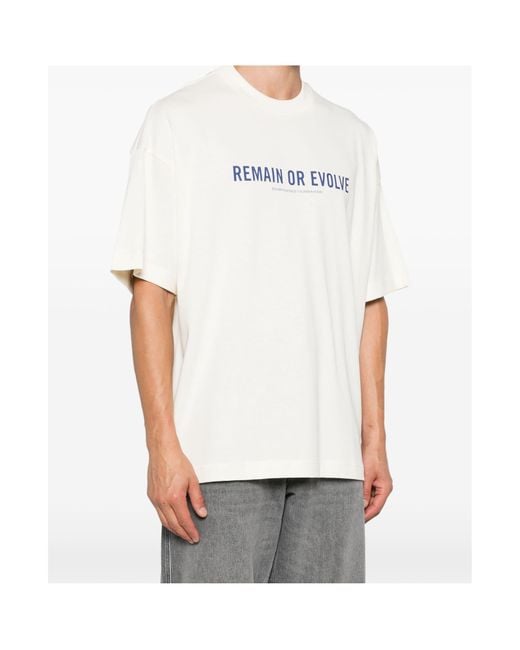 Emporio Armani White Slogan Printed Crewneck T-Shirt for men