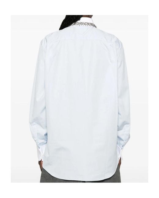 Prada White Embellished Collar Shirt