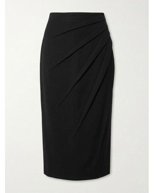 Gucci Black Drap Detailed Tailored Midi Skirt