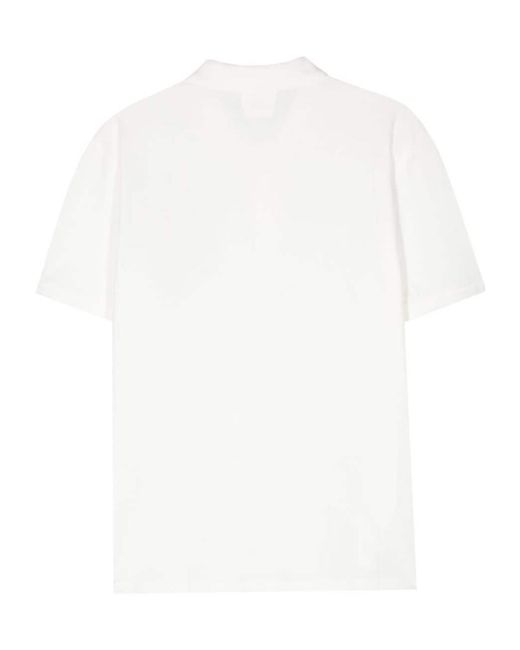 C P Company White Logo Patch Short-Sleeved Polo Shirt for men