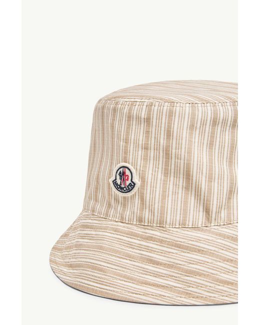 Moncler Natural Reversible Striped Cotton Bucket Hat for men