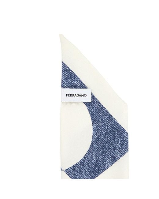 Ferragamo Blue Pattern Scarf