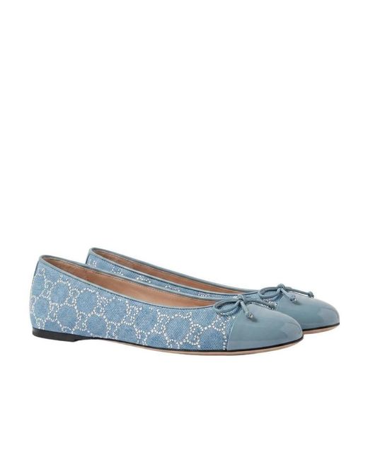 Gucci Blue Gg Monogram Ballet Shoes