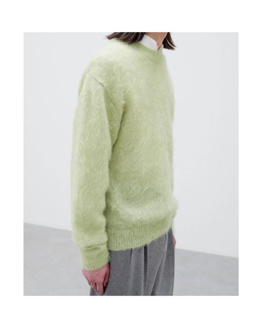 Auralee Green Brushed Knit Jumper for men