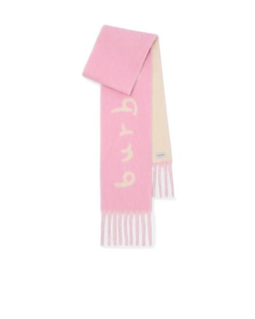 Burberry Pink Reversible Logo Jacquard Fringed Scarf