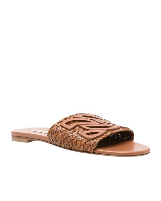 Casadei Brown Round-Toe Flat Sandals