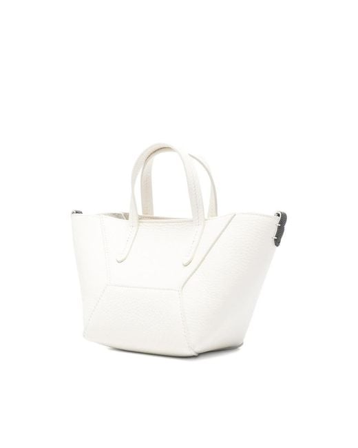 Brunello Cucinelli White Duo Mini Top Handle Bag