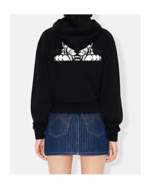 KENZO Black Happy Tiger Zipped Hoodie