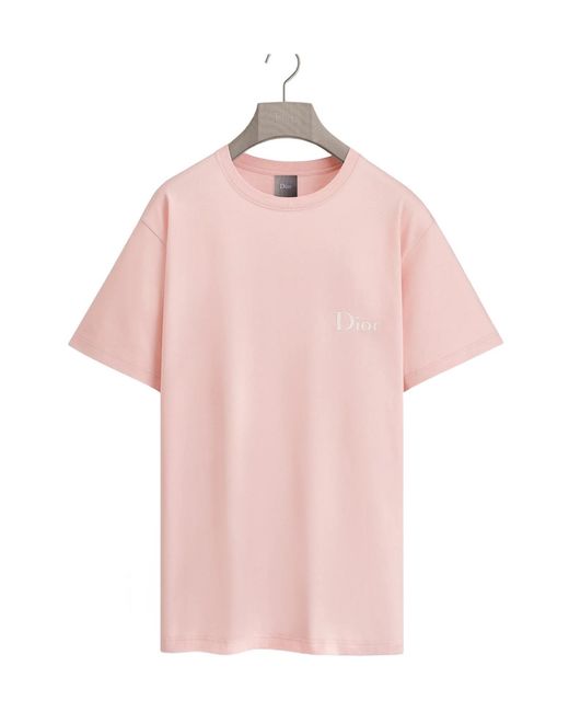 Dior Pink T-Shirt With Embroidery, Relaxed Fit for men