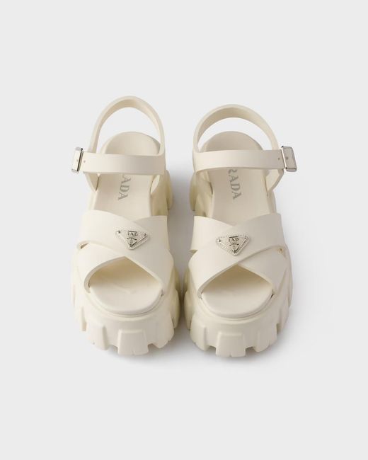 Prada White Monolith Rubber Sandals