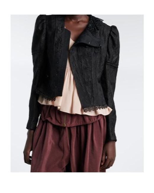 Chloé Black Wool-Silk Blend Jacquard Lace Jacket