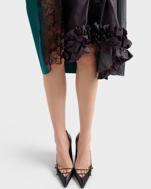 Prada Blue Floral Lace Detailed Midi Skirt